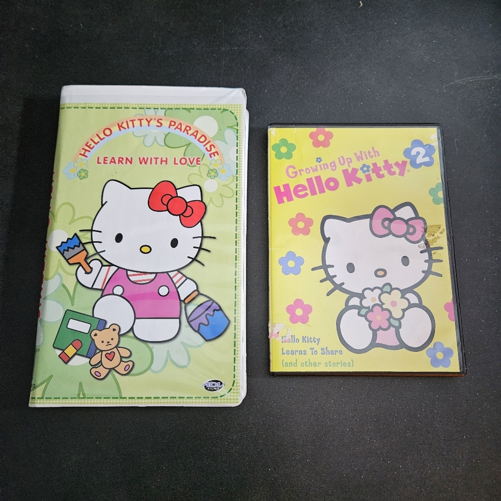 Growing Up With Hello Kitty DVD & Hello Kitty's Paradise Learn With Love VHS